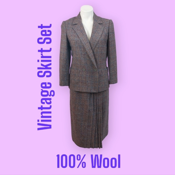 Allen Bernard Dresses & Skirts - Allen Bernard Vintage Skirt Suit Women's Sz 12 100% Wool Fits Small